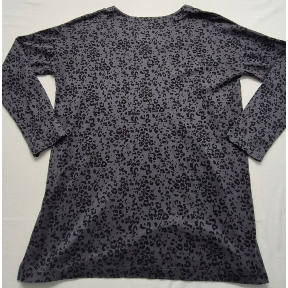 J Jill Women's Tunic Small black/gray‎ animal print Simply Supima Cotton v-neck - Picture 7 of 12